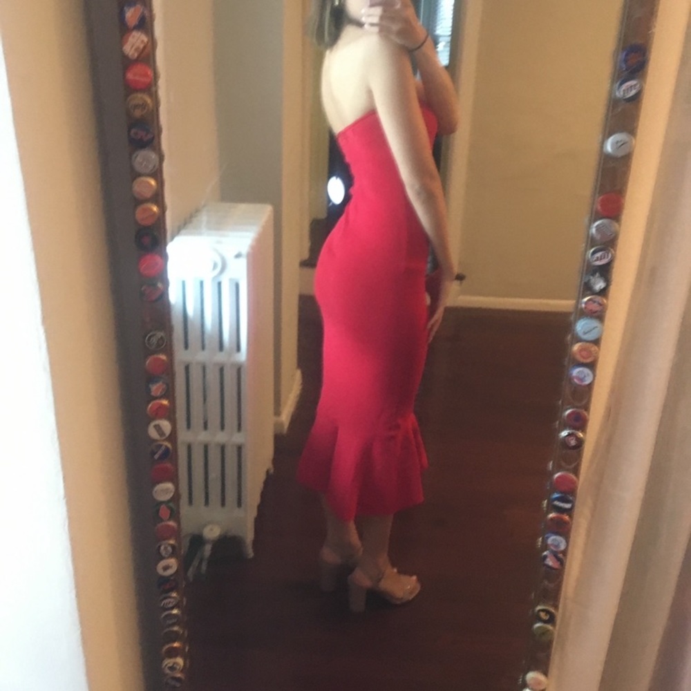 Revolve Julia Ruffle Hem Dress in Red - Picture 3 of 4